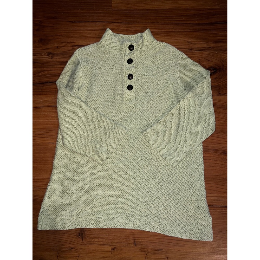 Soft Surroundings Lime Green Marl Button Mock Neck Tunic Sweater Large - Picture 2 of 8